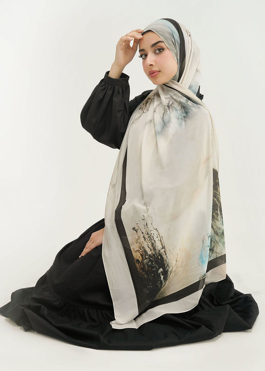 Tranquil Nature Printed Chiffon Scarf