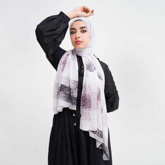 Elegant Paisley Printed Chiffon Scarf