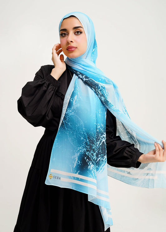 Aqua Essence Printed Chiffon Scarf