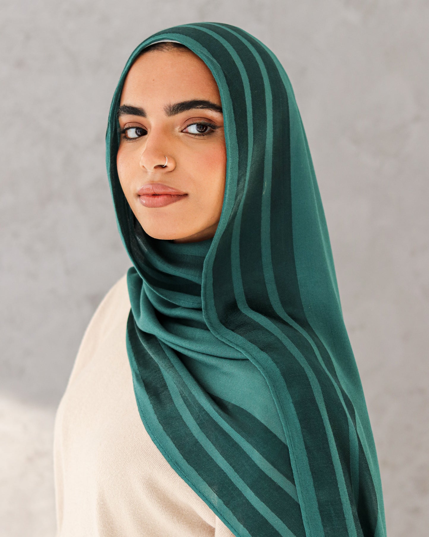 Dark Green Cotton X Satin Scarf