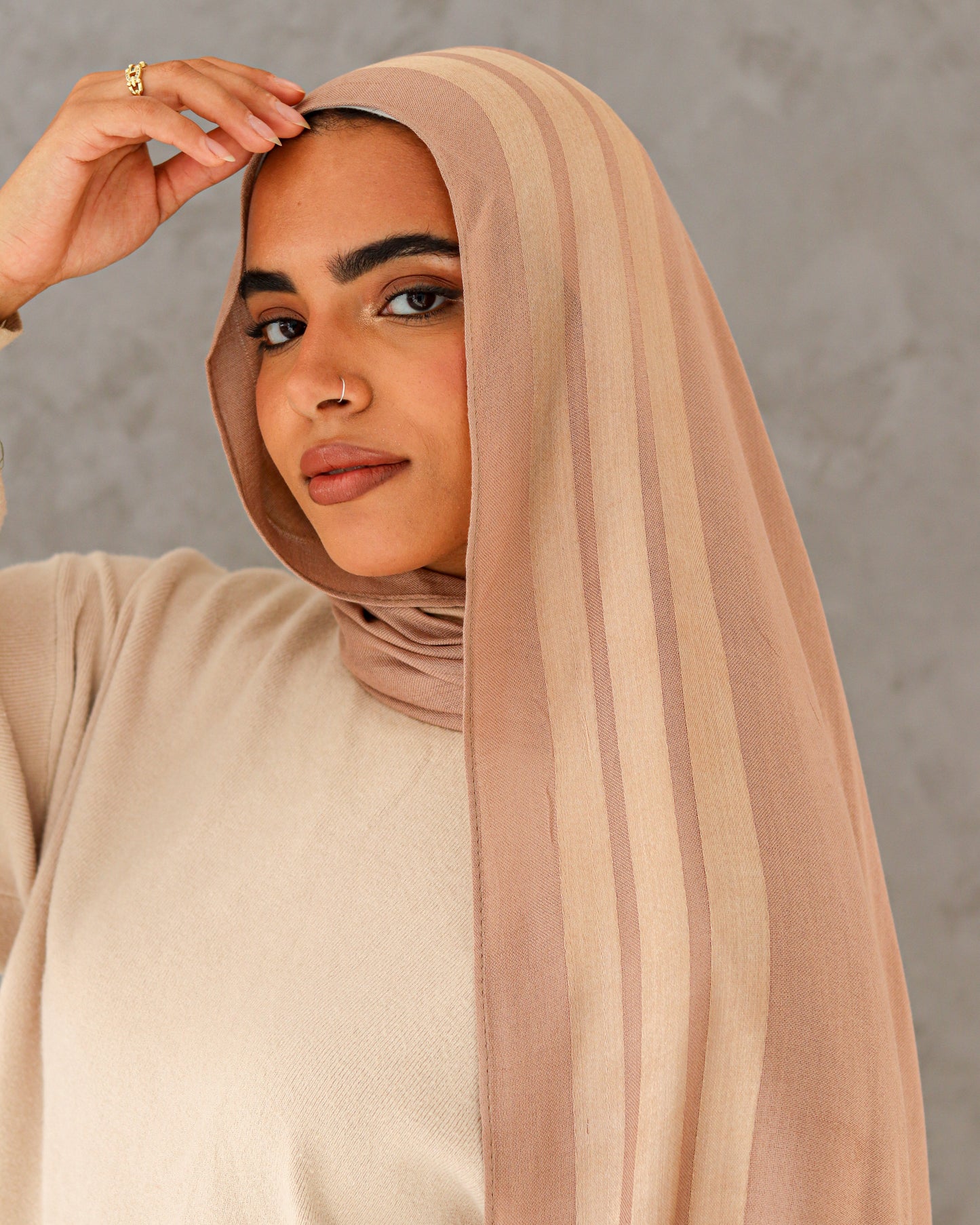 Brown Cotton X Satin Scarf