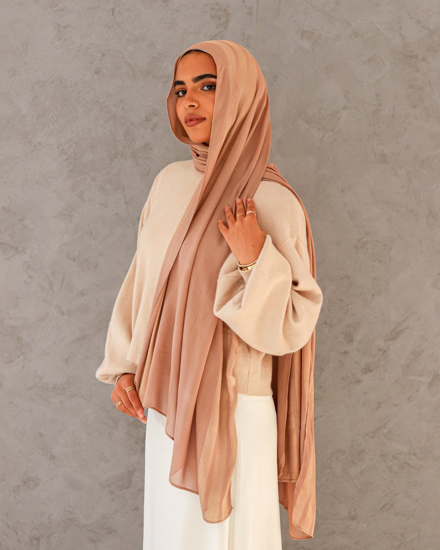 Brown Cotton X Satin Scarf