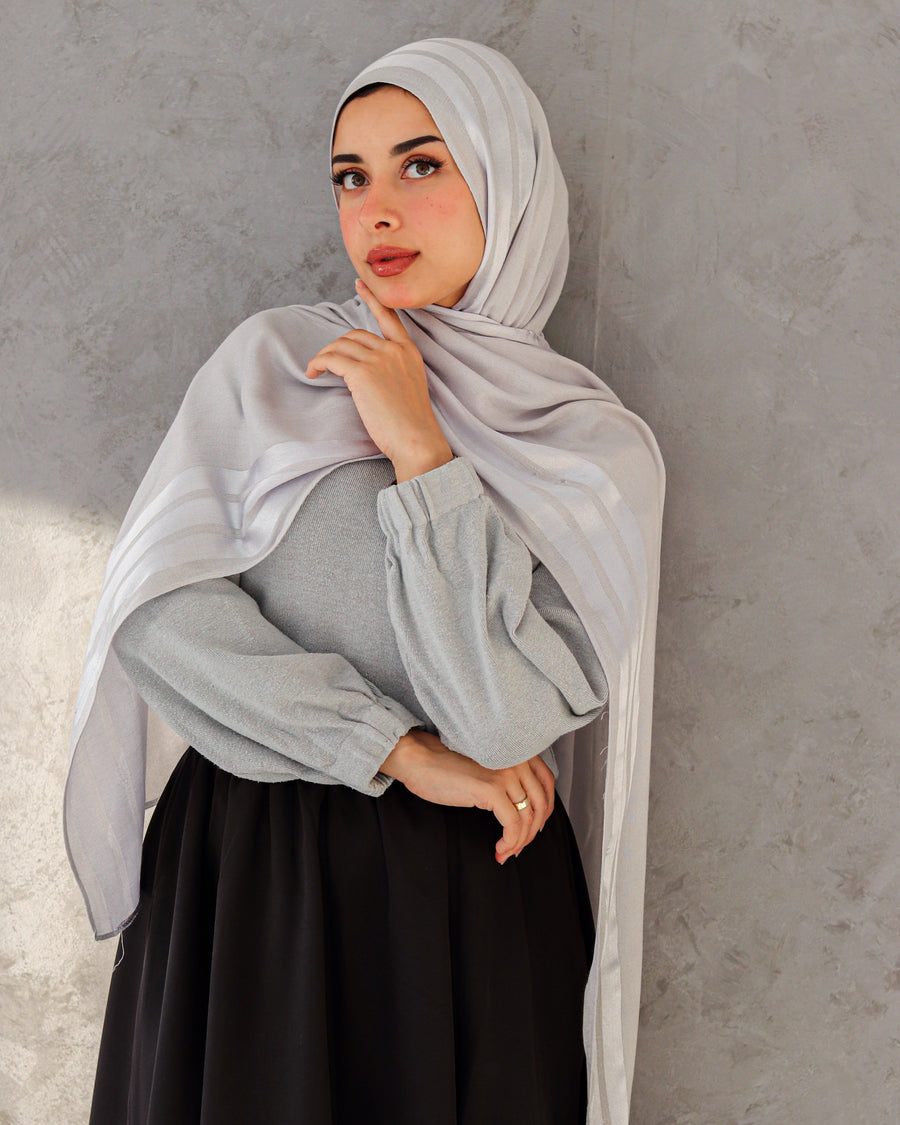 Gray Pattern 1 Egyptian Cotton Satin Scarf