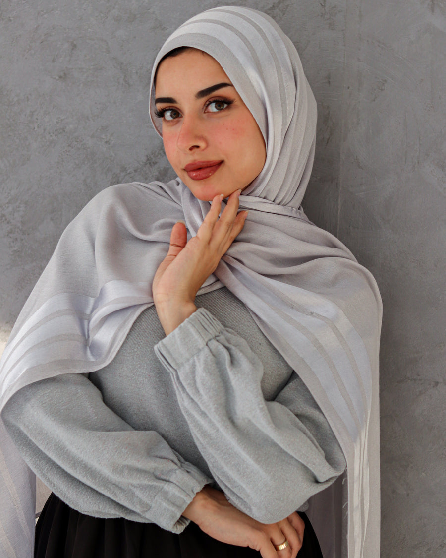 Gray Pattern 1 Egyptian Cotton Satin Scarf