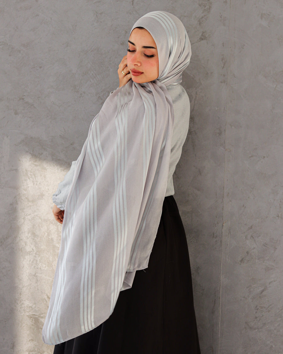 Gray Pattern 2 Egyptian Cotton Satin Scarf