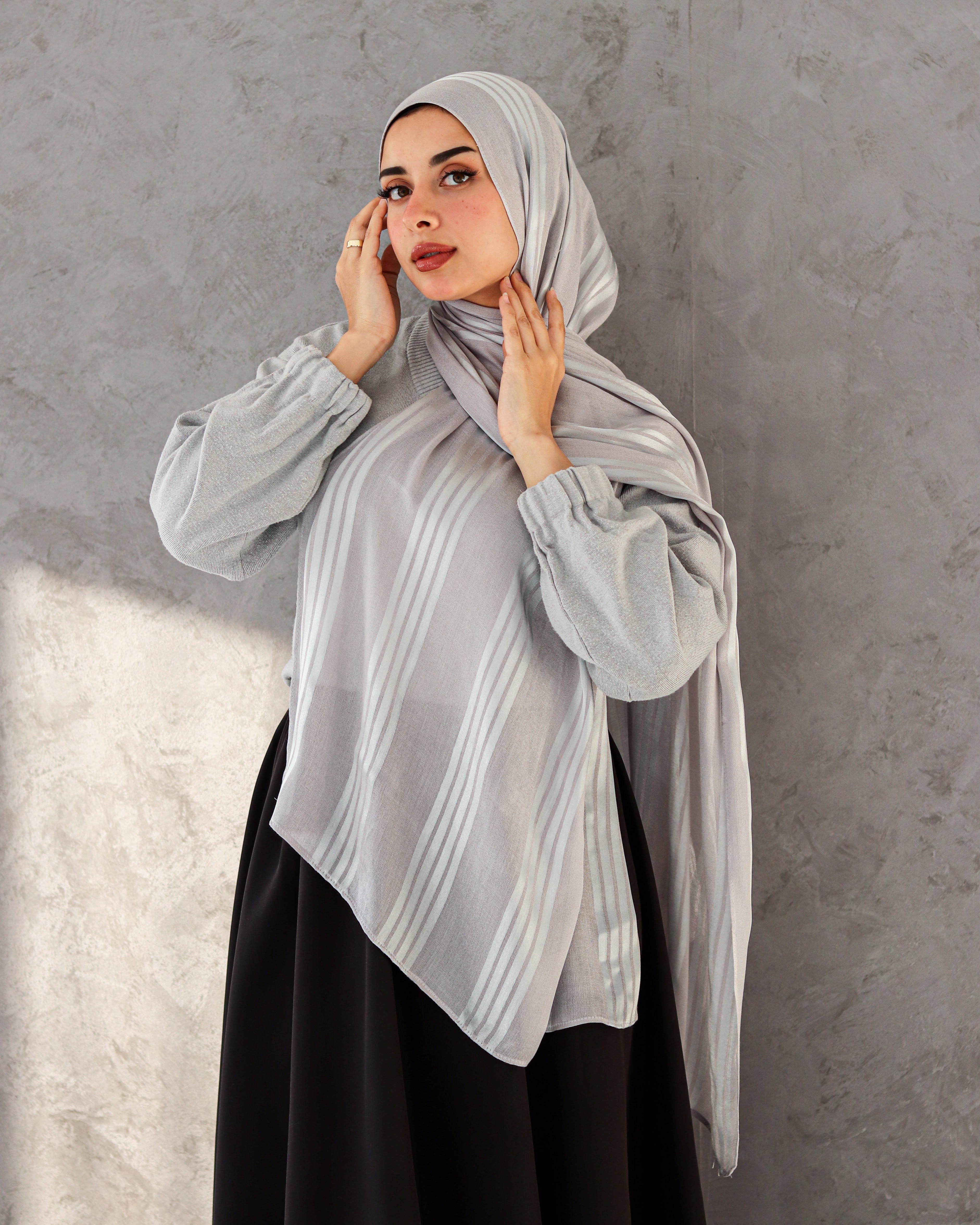 Gray Pattern 2 Egyptian Cotton Satin Scarf