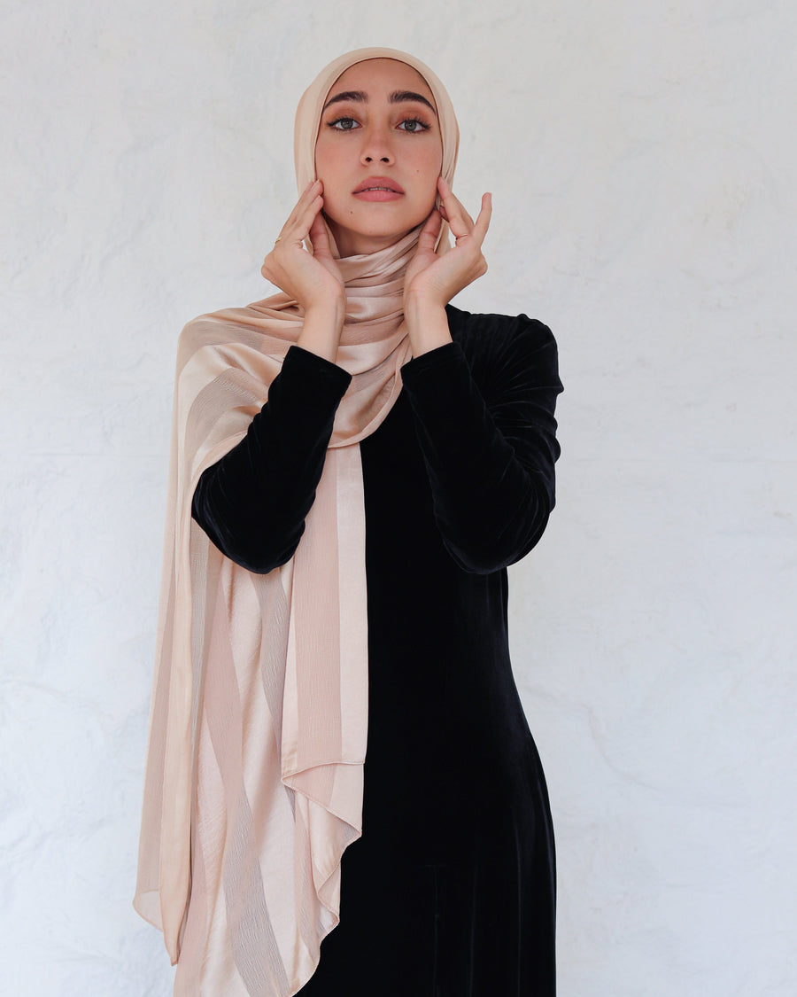 Blush Crinkle Chiffon Satin Scarf