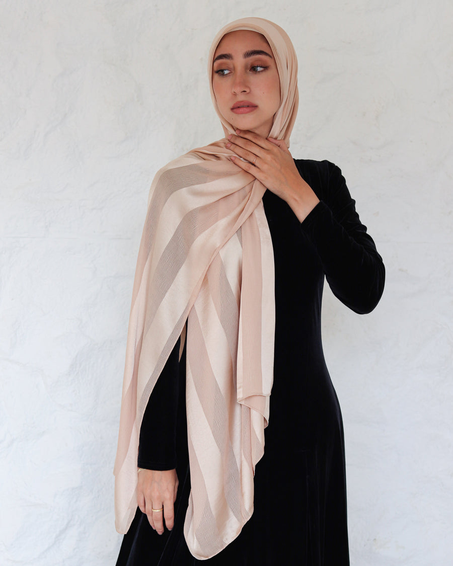 Blush Crinkle Chiffon Satin Scarf