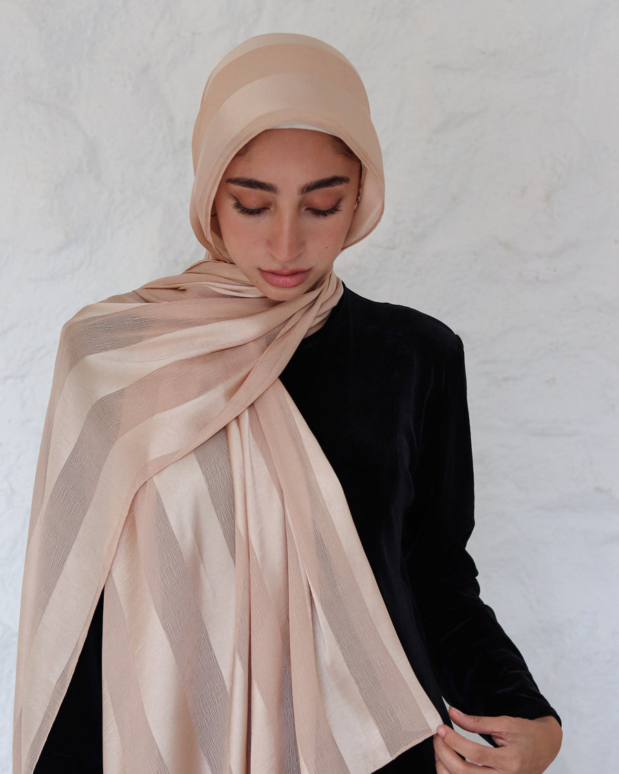 Blush Crinkle Chiffon Satin Scarf