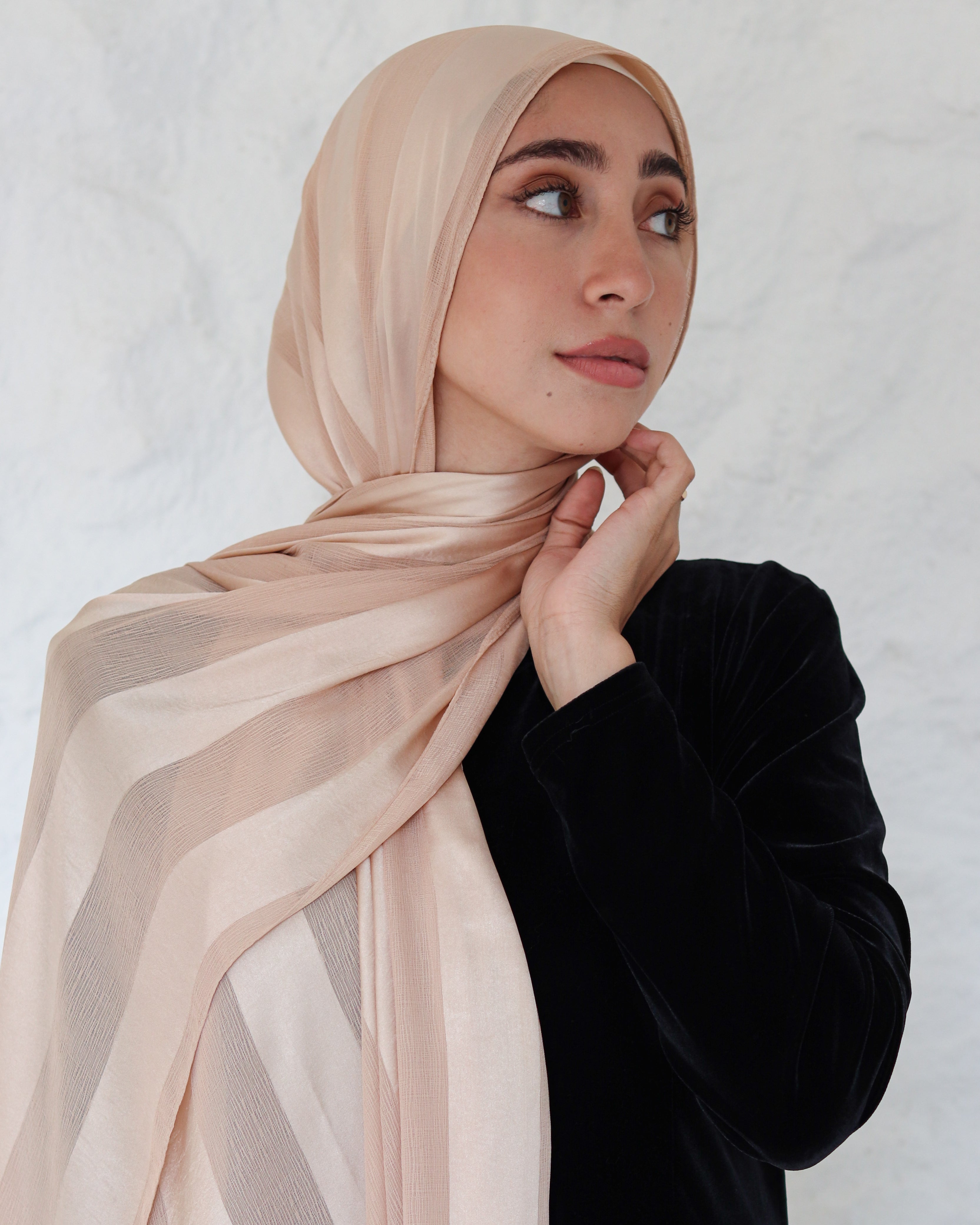 Blush Crinkle Chiffon Satin Scarf