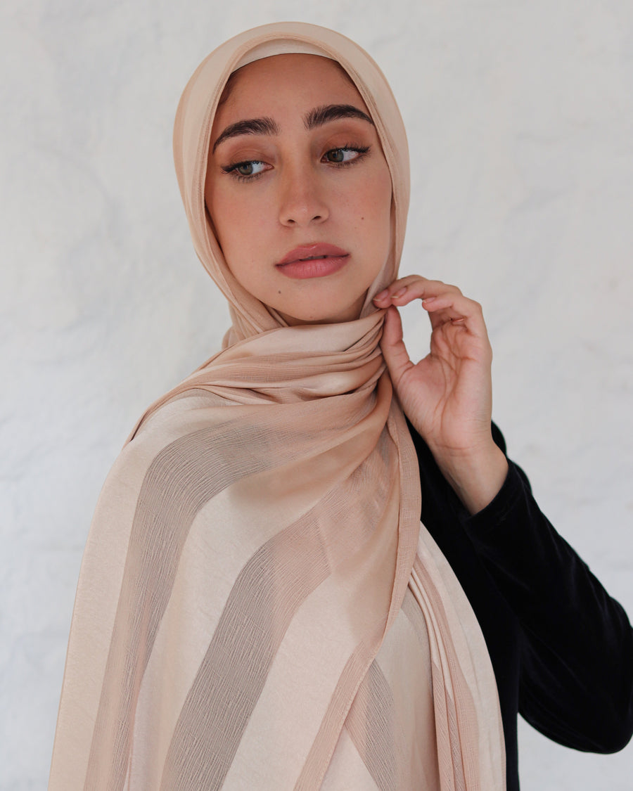 Blush Crinkle Chiffon Satin Scarf
