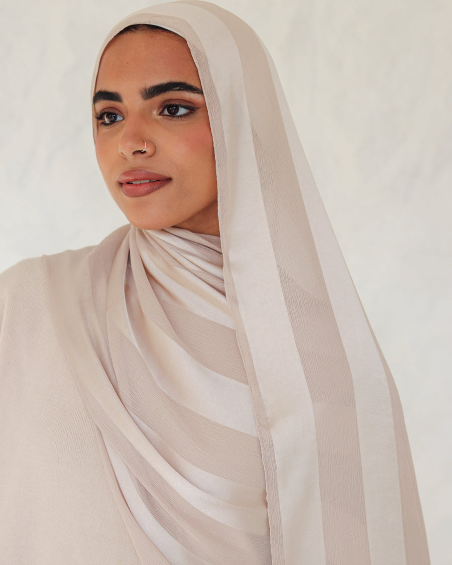 Rosy Beige Crinkle Chiffon Satin Scarf