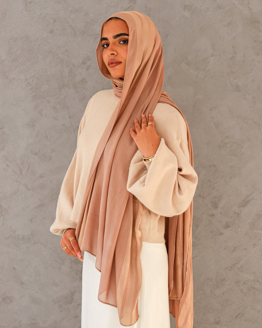 Brown Egyptian Cotton Satin Scarf
