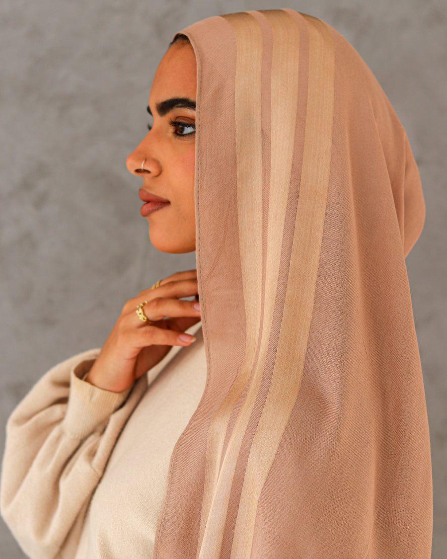 Brown Egyptian Cotton Satin Scarf