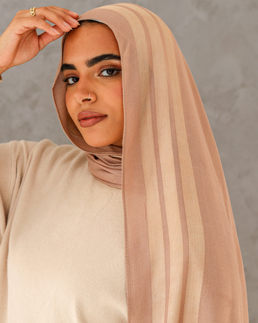 Brown Egyptian Cotton Satin Scarf