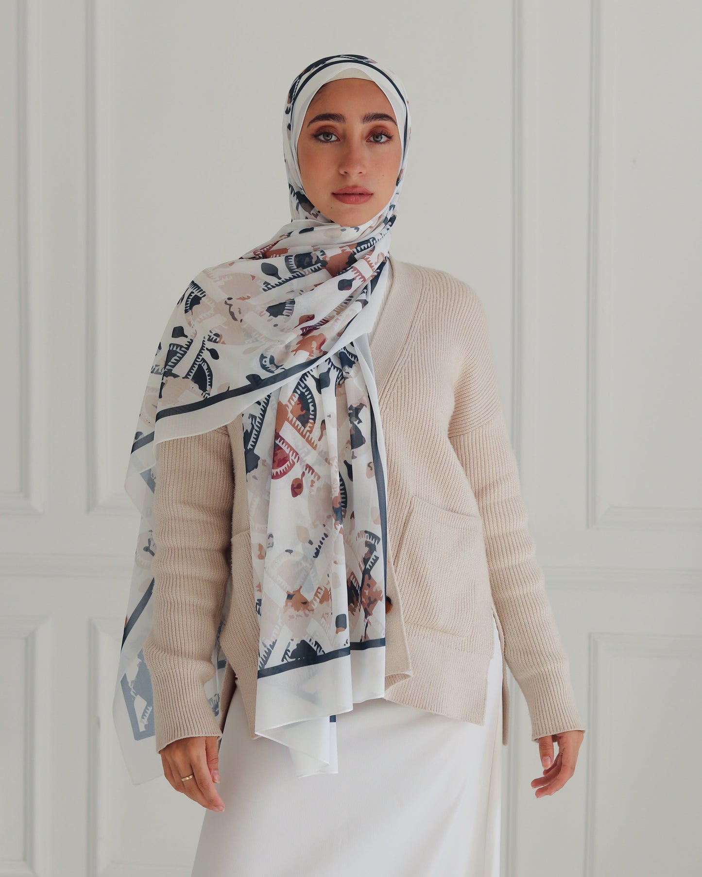 Ethereal Elegance Printed Chiffon Scarf