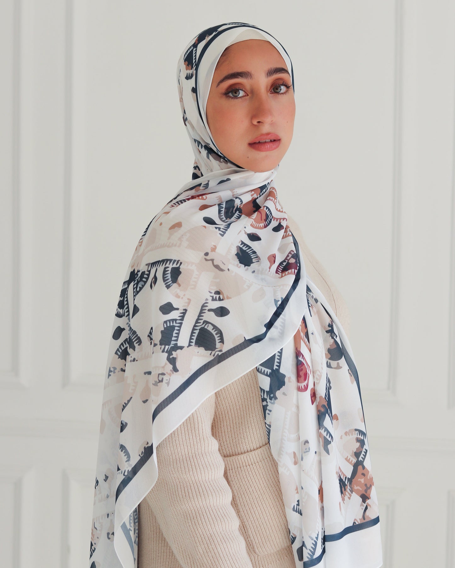 Ethereal Elegance Printed Chiffon Scarf