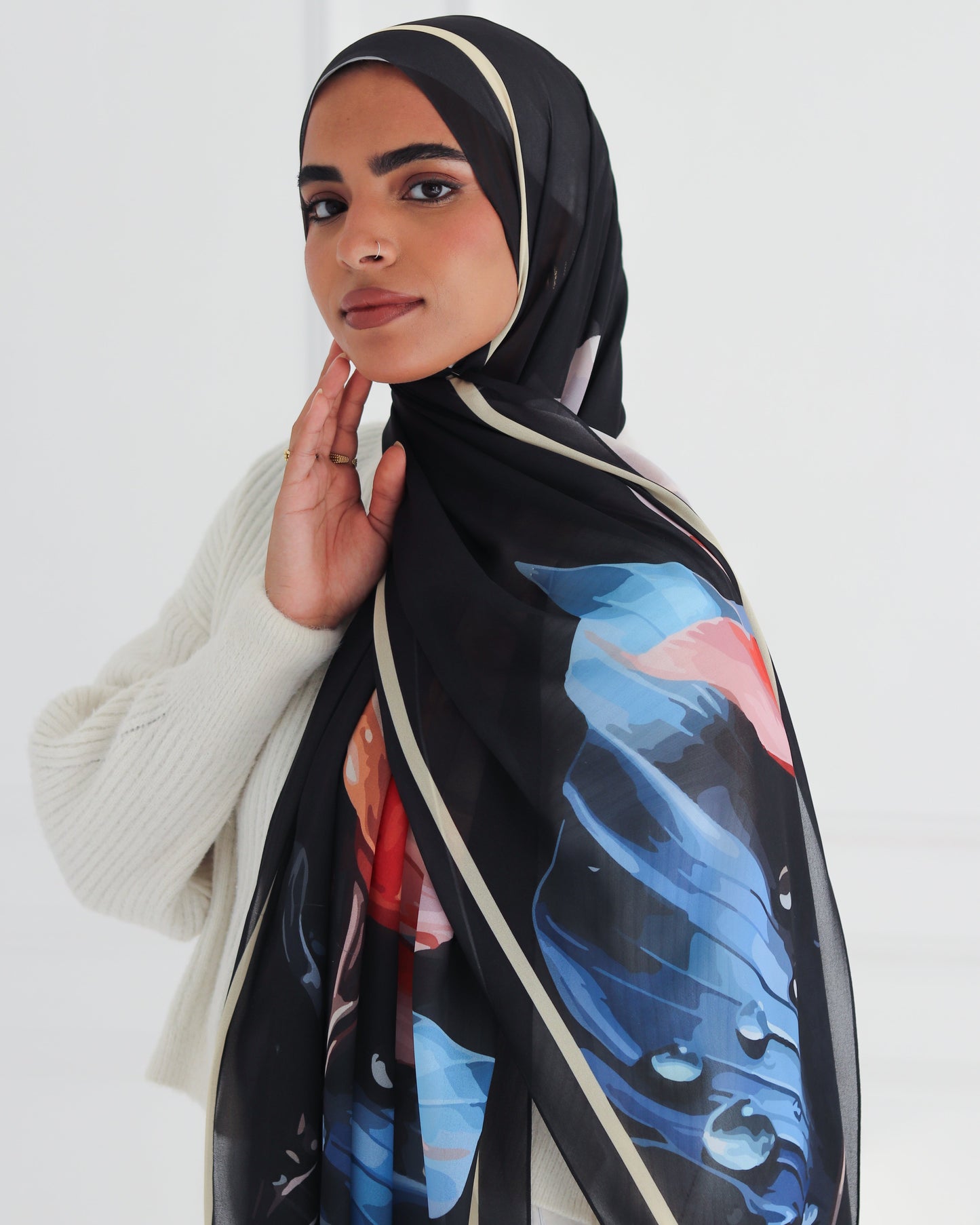 Waterdrop Abstract Printed Chiffon Scarf