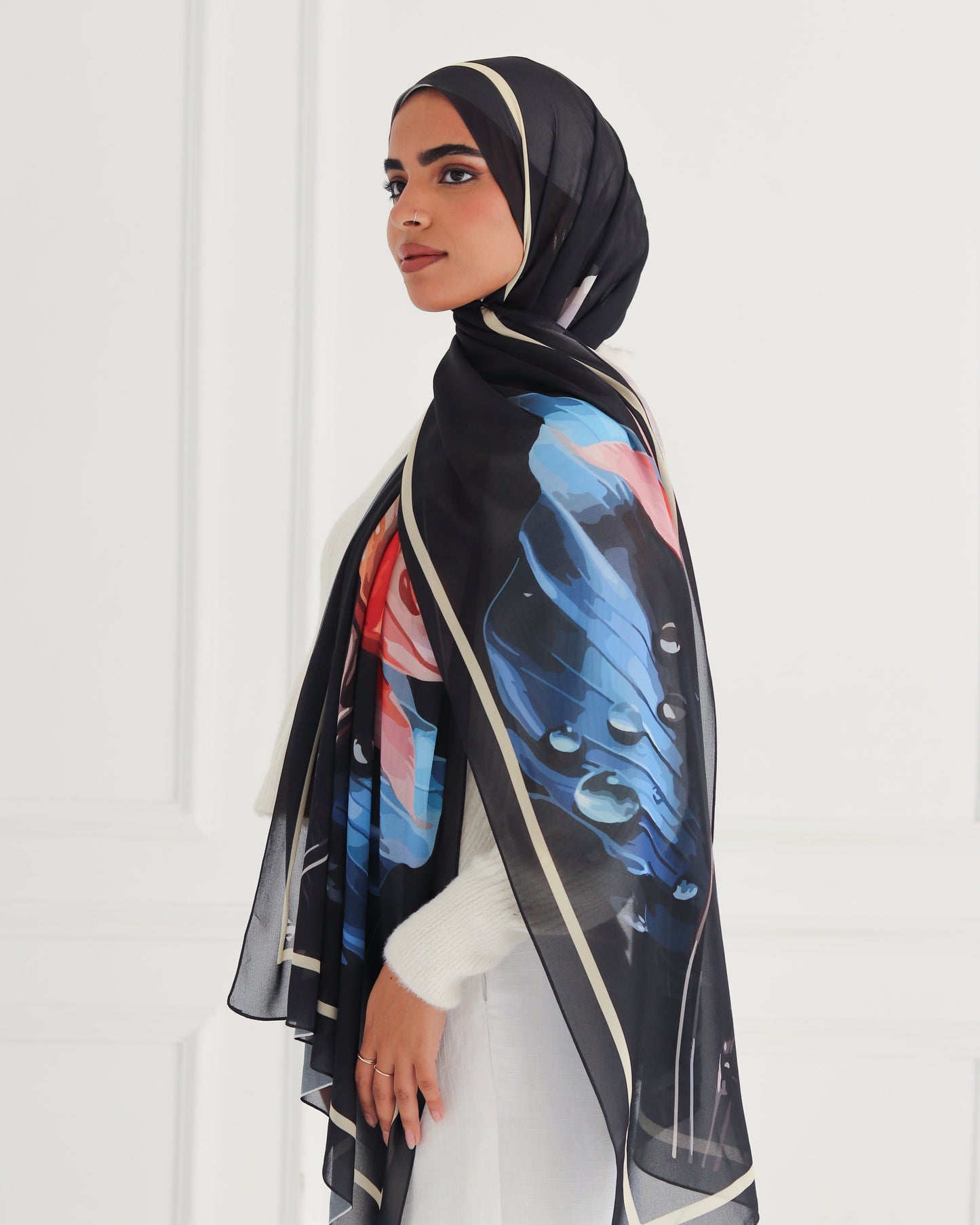 Waterdrop Abstract Printed Chiffon Scarf