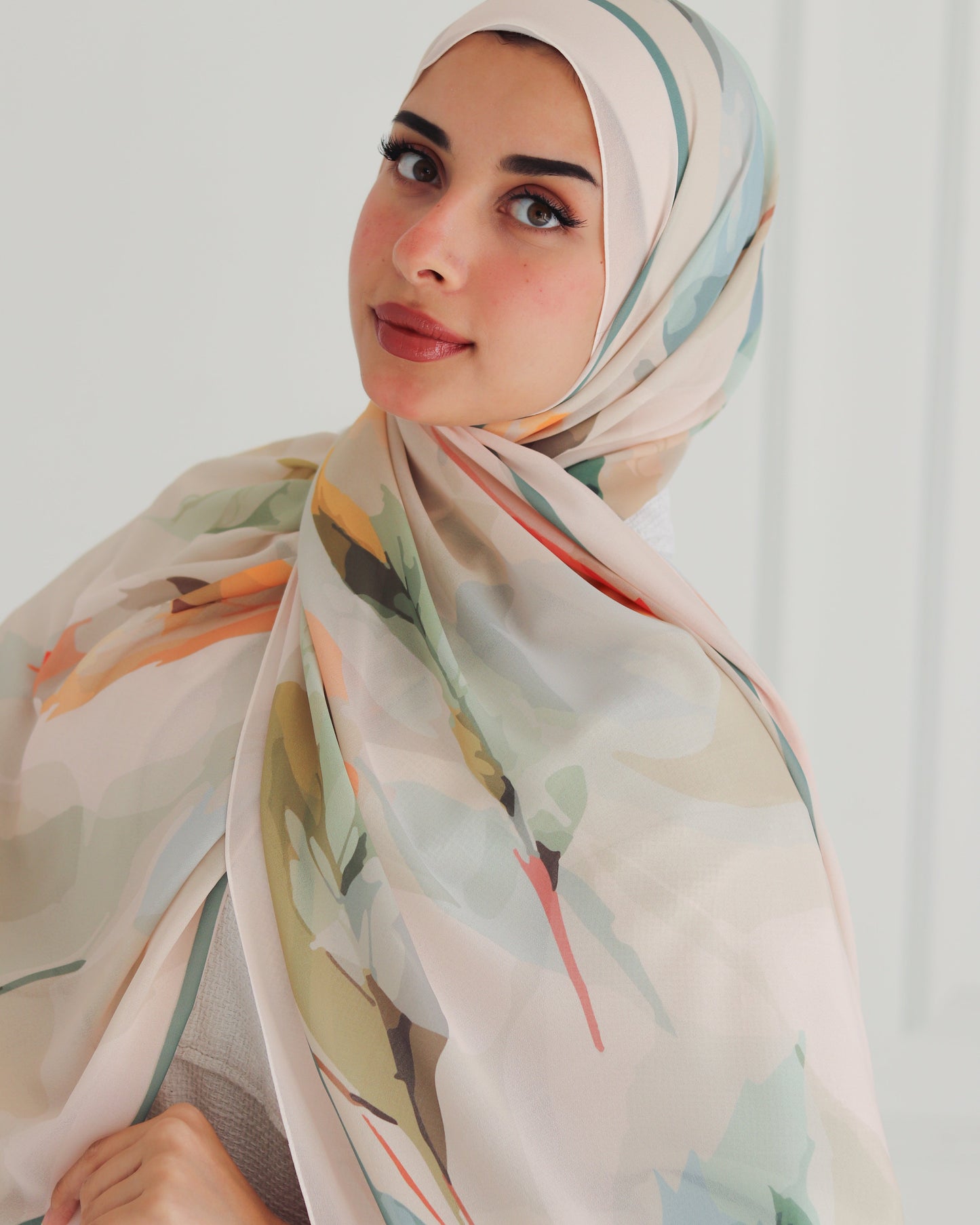 Autumn Leaves Printed Chiffon Scarf