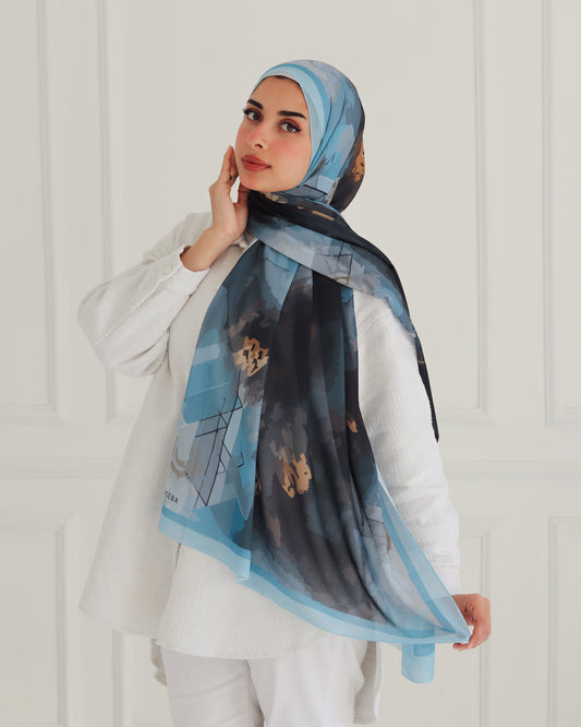 Whimsical Waves Printed Chiffon Scarf