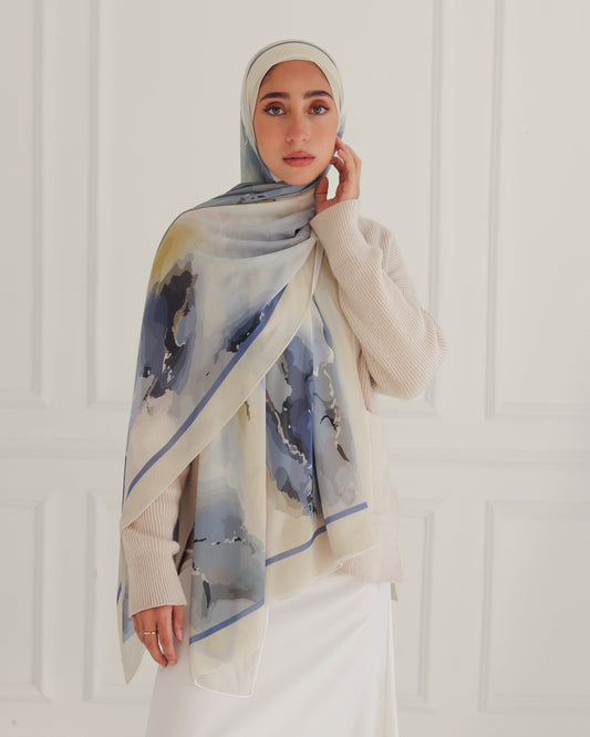 Twilight Sky Printed Chiffon Scarf