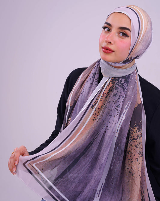 Elegant Twilight Printed Chiffon Scarf