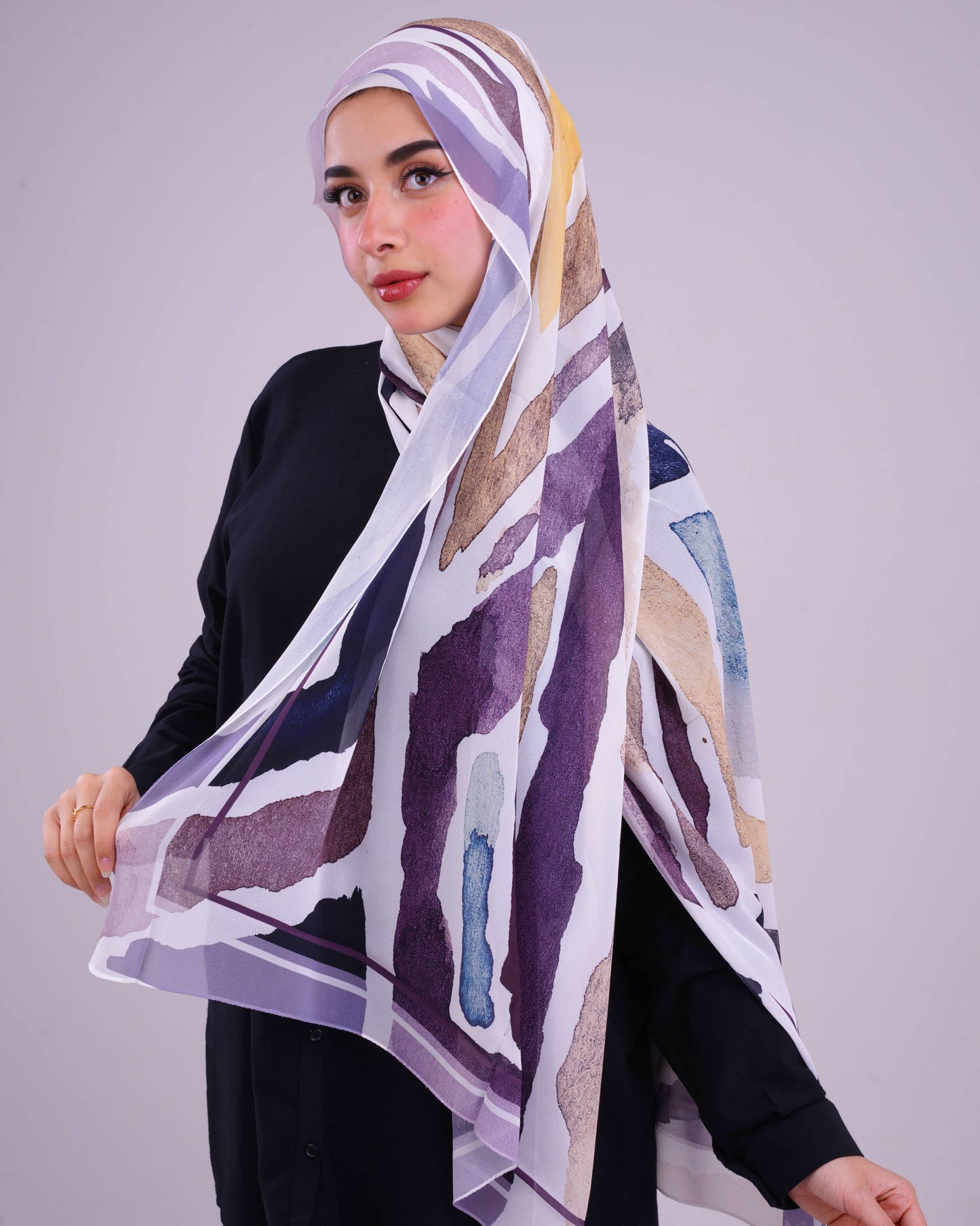 Abstract Oasis Printed Chiffon Scarf