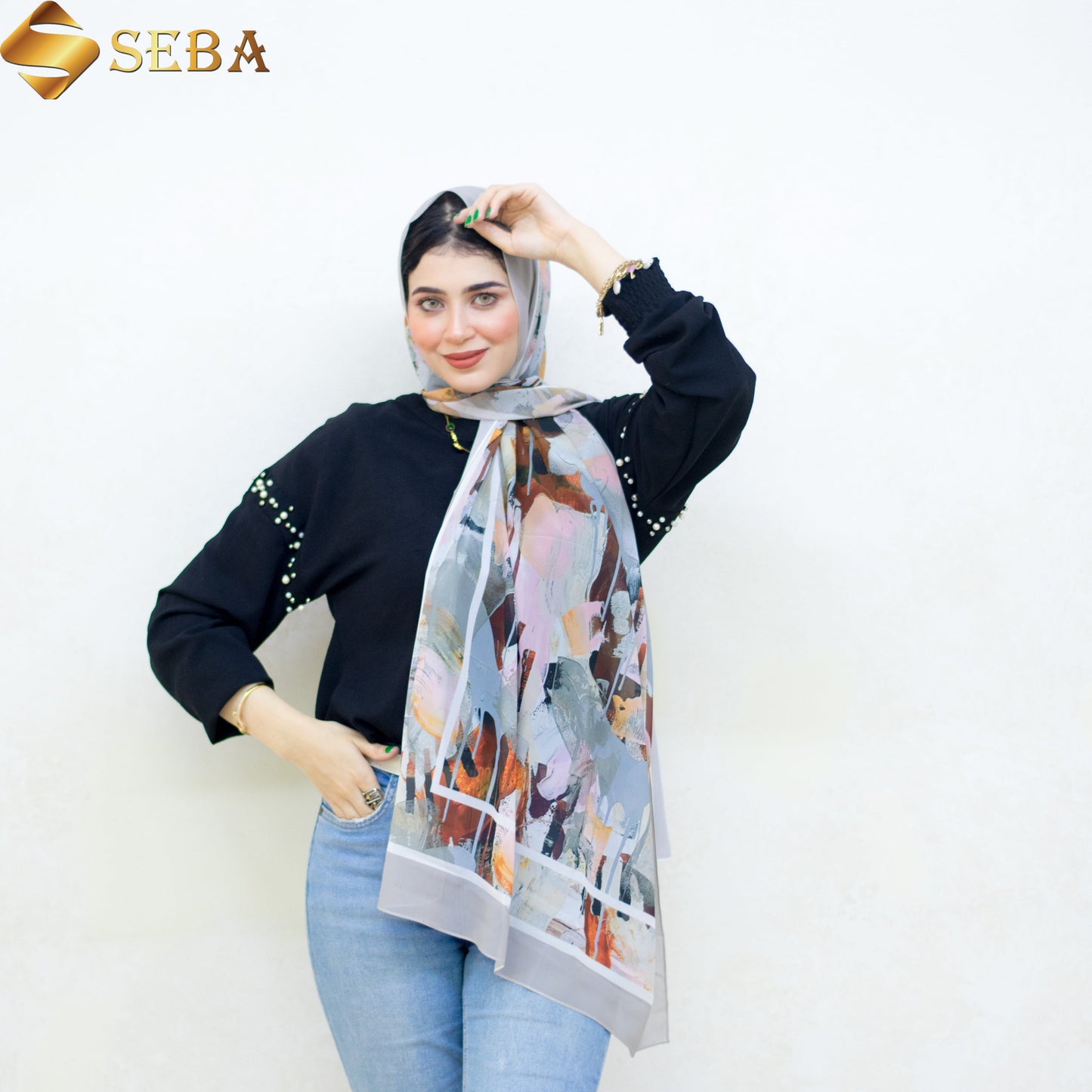 Abstract Painting Printed Chiffon Scarf