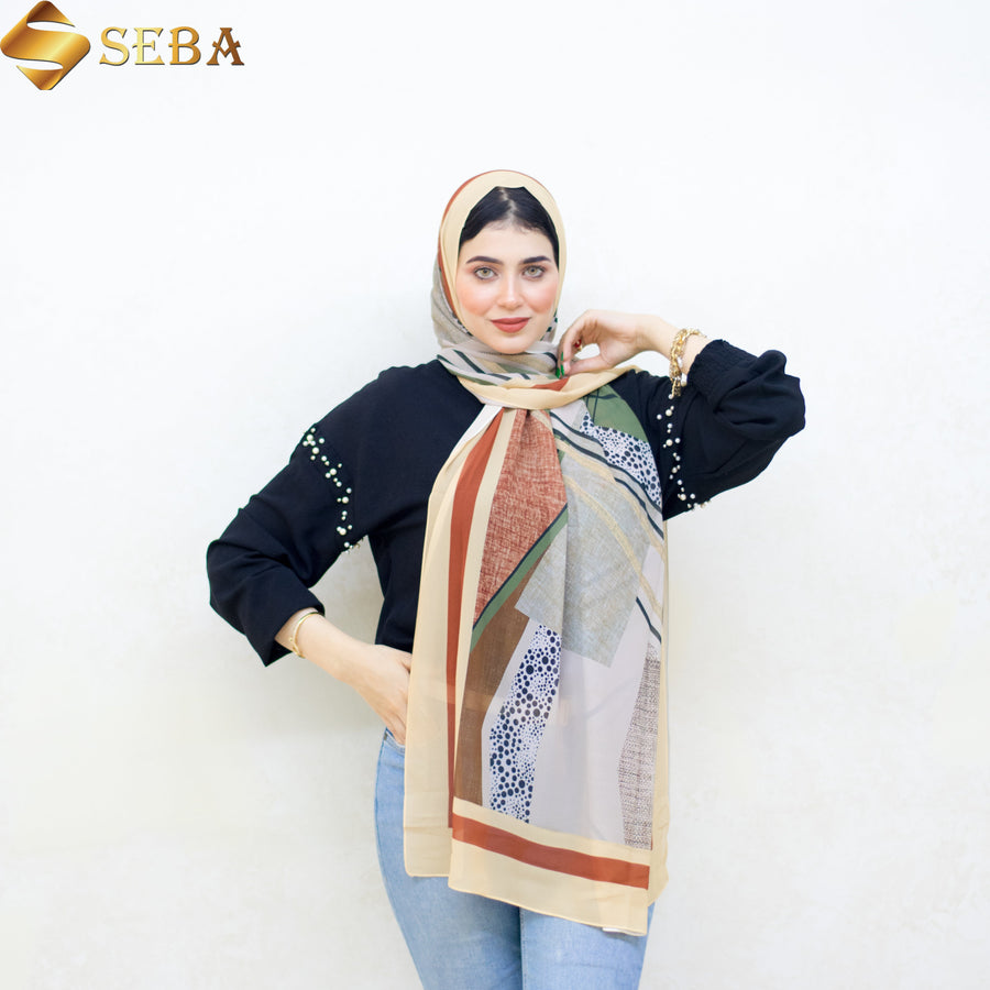 Desert Harmony Chiffonscarf med tryck