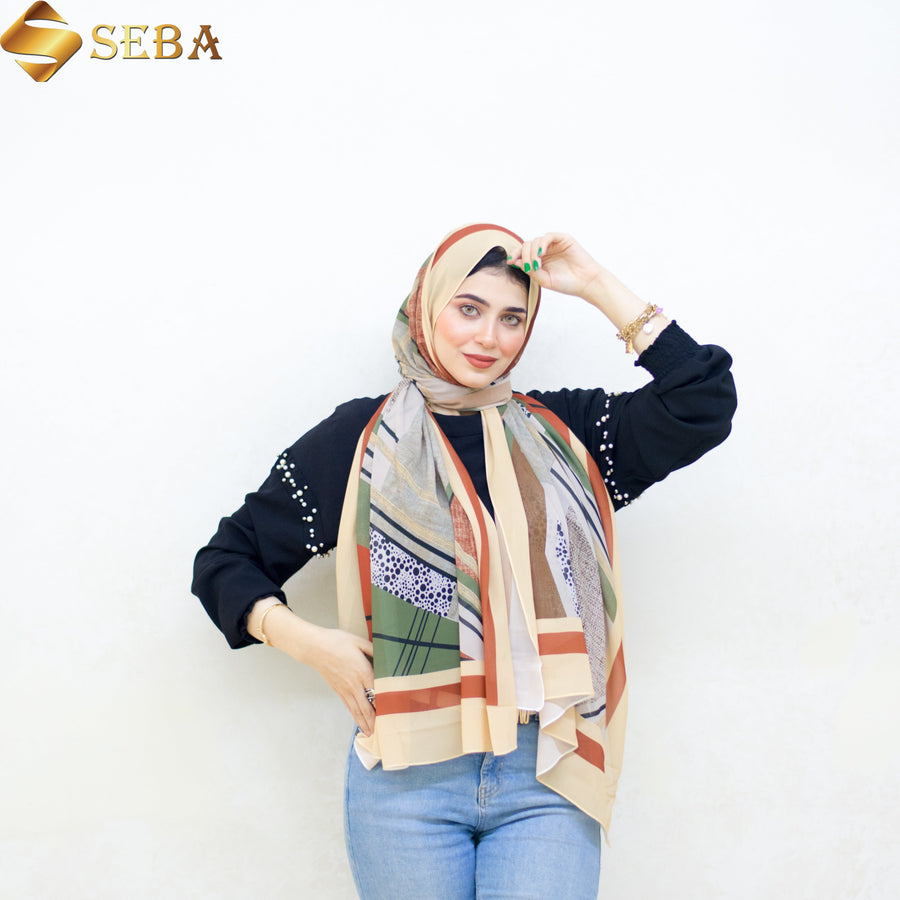 Desert Harmony Chiffonscarf med tryck