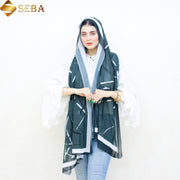 Monochrome Mosaic Printed Chiffon Scarf