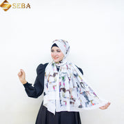 Geometric Elegance Printed Chiffon Scarf